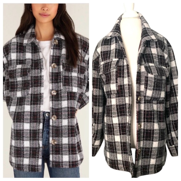 Z Supply Monochrome Plaid Utility Jacket - Picture 1 of 8